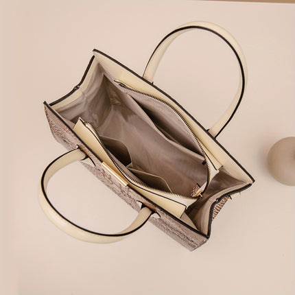 Handbag with Golden-Tone Hardware, Detachable Shoulder Strap & Zipper Closure