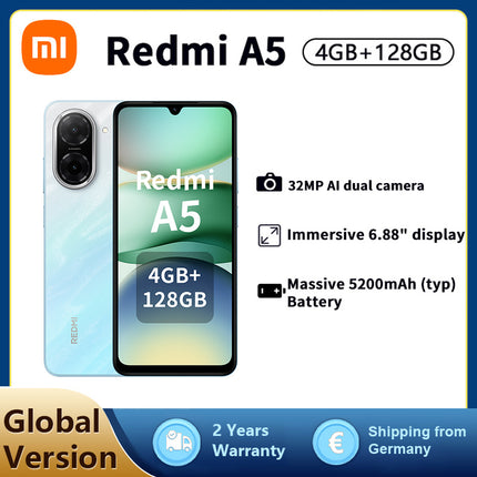 Xiaomi Redmi A5 Smartphone, 4+128G, 32MP Dual AI Camera, 5200mAh Massive Battery, Octa-core,