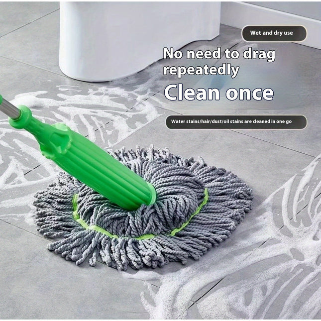 1pc Hand-Free One-Second Dehydration Mop Household Lazy Mop Bamboo Fiber.