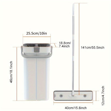 1 Set, Deluxe Seven-Colour Flat Floor Mop Bucket Set - Effortless Hands-Free Mopping,