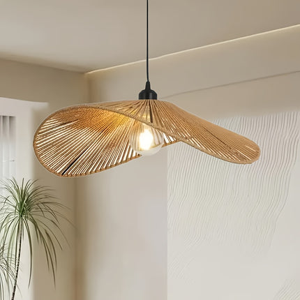 1pc Rustic Vintage Woven Chandelier - E27 Base, Cast Iron, Semi-Recessed Installation