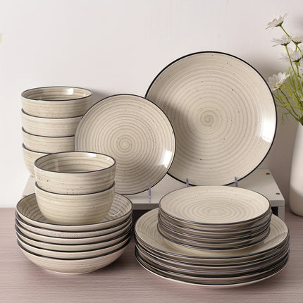 24pcs Dinnerware Collection, Including Plates And Bowls, Designed for Six People, Featuring Scratch-Resistant Dishes