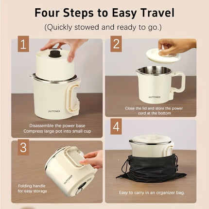 Portable Electric Kettle with Fast Boiling - Compact Travel design, Foldable Electric kettle with, for Home
