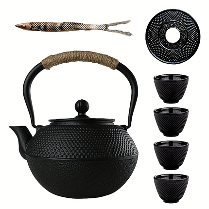 Cast Iron Teapot with Removable Stainless Steel Infuser - Classic Elegant Design,