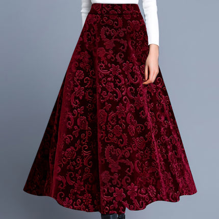 Floral Pattern High Waist Skirt, Elegant A-line Skirt, Women's Clothing