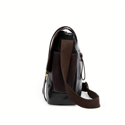 Men'S Vintage Flap Messenger Bag, a Spacious Shoulder Bag Suitable for Commuting, Back