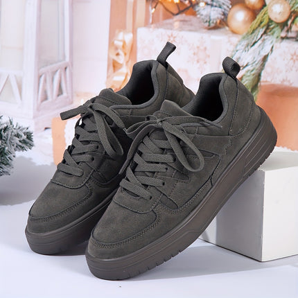 Men'S Stylish Solid Color Skate Shoes, Comfortable And Non-Slip Casual Lace-Up Sneakers