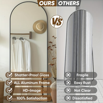 58"x19" Full-Length Mirror Arch Floor Stand - Freestanding, Vertical Orientation