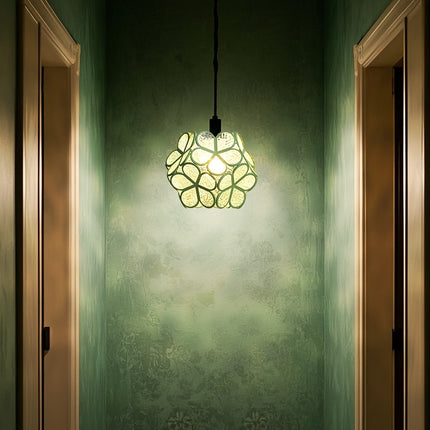 Deco Metallic Green Lampshade - Vintage-Inspired, Matte Finish, Plastic & Metal Construction