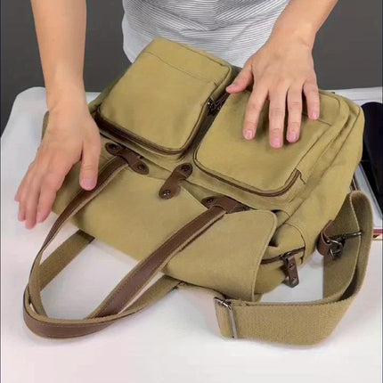 Large Capacity Multi-Compartment Canvas Men'S Bag, Stylish Men'S Shoulder Bag, Business Casual