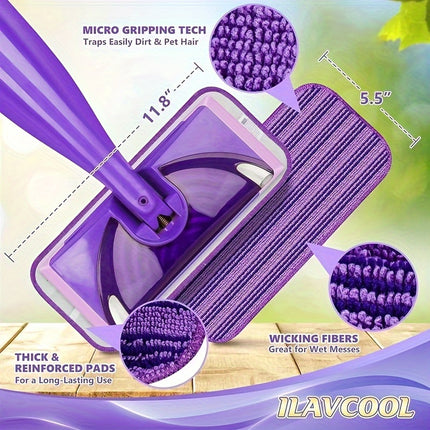 Mop Pads Reusable, Strong Absorption, Pet Hair Pickup, Dust and Dirt Grips, Cleaning Accessories, 2 Pack