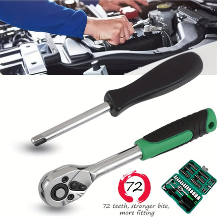 130pcs Tool Set Tool Box, 1/4 Inch Drive Socket Ratchet Wrench Set with Drill Bit Socket Set Metric