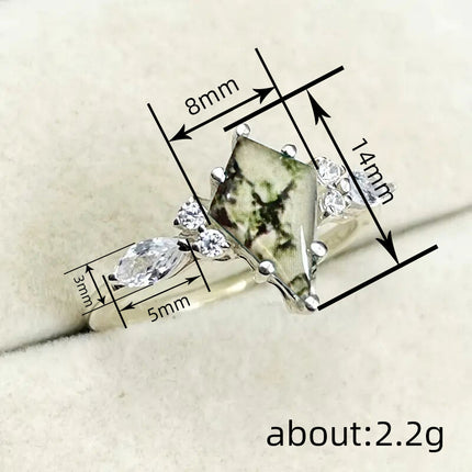 Quadrilateral Ring With Micro-pave Setting Featuring Simulated Natural Gemstones