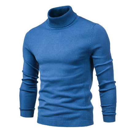Men's Solid Color Slim Pullover Turtleneck Sweater Winter Casual Tops Clothing