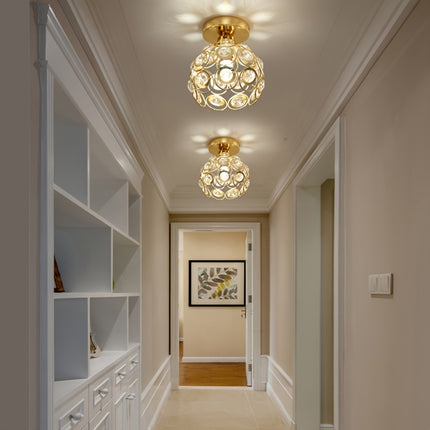 1pc Elegant Crystal Chandelier, Modern Semi-Flush Mount Ceiling Light with Polished Metal Finish,