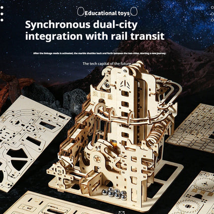 3D Puzzle Track Marble Model Wooden Assembly 3D DIY Toy Ornament