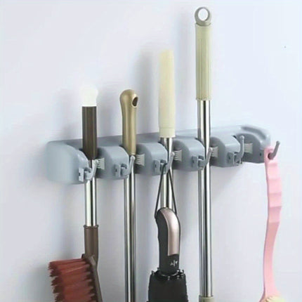 1pc Multi-Use Magic Mop and Broom Holder with Hanging Hooks - Space-Saving