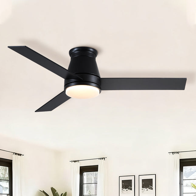 48' Black Lowe Profile Ceiling Fan with Light