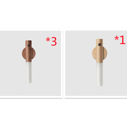 Auto LED USB Magnetic Wood Wireless Night Light Corridors Porch Lights PIR Motion Sensor Wall Light Cabinet Lamp