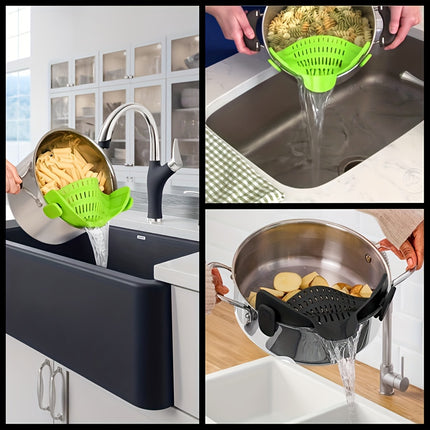 1pc Adjustable Silicone Clip-On Strainer - Hands-Free, Easy Food Drainage, Fits All Bowls And Pots -