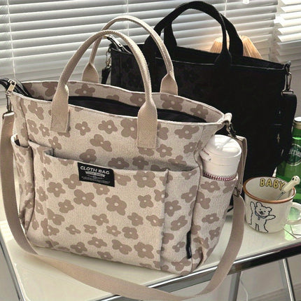 Original Handmade 3D Flower Tote Thickened Zipper Student Class Commuting Hand Single Shoulder Women'S