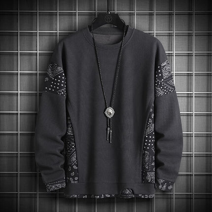JFUNCY Autumn Harajuku Sweatshirt for Men Oversized Fake 2 Piece Hoodies Korean O-Neck Man Streetwear Male Fashion Clothes