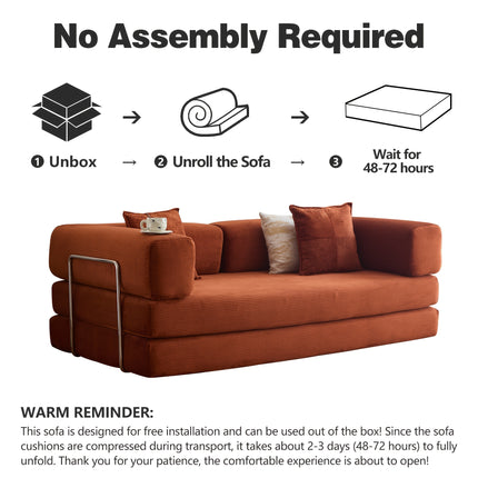 Sofa Bed | Convertible Floor Boneless Couch with Comfy Pillow, Modular Modern Corduroy Sofa