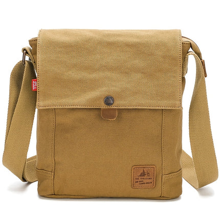 Casual Canvas Messenger Bag, Korean Style Vertical Flat Crossbody Shoulder Bag with Adjustable