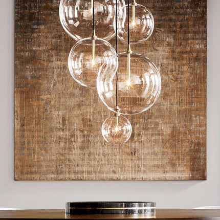 Simple Glass Chandelier Transparent Ball Lamp