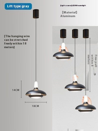 Adjustable Bedroom Bedside Led Retractable Chandelier
