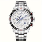 Silvery Case + White Dial + Steel Strap