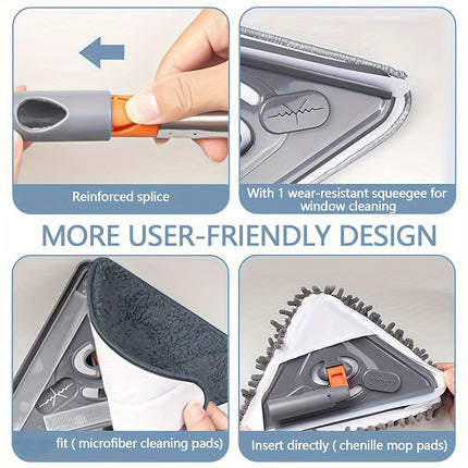 Mop With Handle Adjustable Ceiling Cleaning Mop With 6 Replaceable Mop Cloth, 360° Rotating