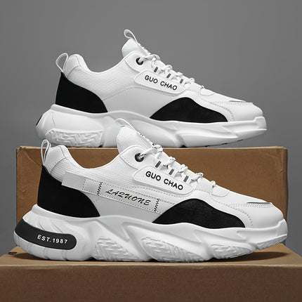 1 Pair MAINALUN Men's Low-Top Sneakers - All-Season White Outdoor & Casual Shoes