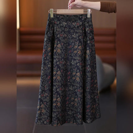 Women's Rabbit Dance (Mi Mi Dance) Print Midi Skirt A-Line Umbrella Skirt with Flared Hem