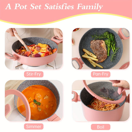 Nonstick Induction Compatible 3 Pot Set, Christmas Gift, Dishwasher Safe