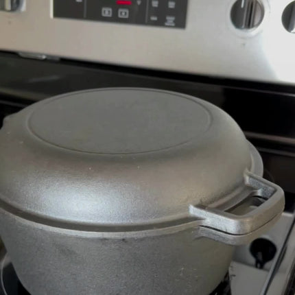 2-in-1 Cast Iron Cookware Set (Dutch Oven + Skillet) - Dual-Purpose Pots And Pans Set for Stove,