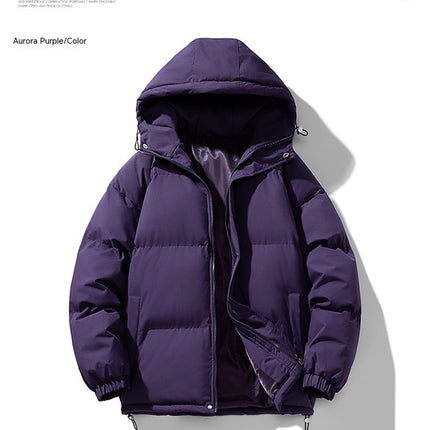 Men's Hoodie Coat Winter Fashion Solid ZIp-up Thickened Cotton-padded Jacket Casual Warm Outwear Top Clothing