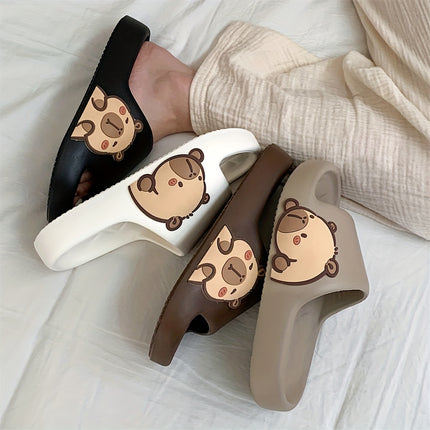 2 pcs Summer Slide Sandals for and, Cute Cartoon Capybara Bathroom Slippers for Home and Bathing