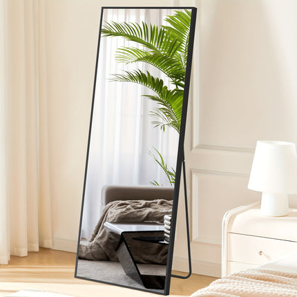 64"x21" Black Arched Full Length Mirror, Standing Leaning or Mounted Hanging Wall Mirror for Bedroom,