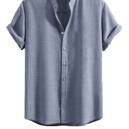 Men's Stand Collar Slim Fit Linen-Cotton Suit Set