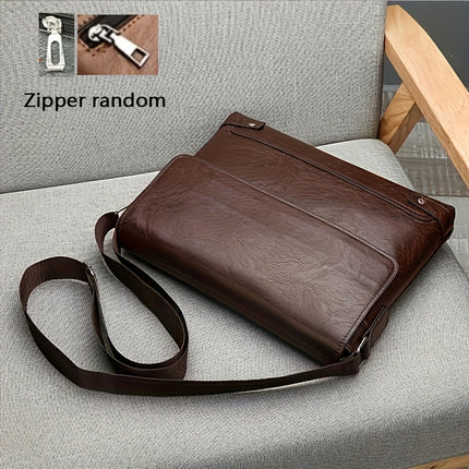 New Style Shoulder Bag, Casual Vintage Horizontal Briefcase, Large Capacity Crossbody Bag,