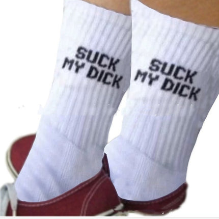 Men's Simple Casual White Letter Cotton Sock