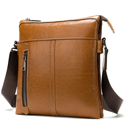 First layer leather casual messenger bag