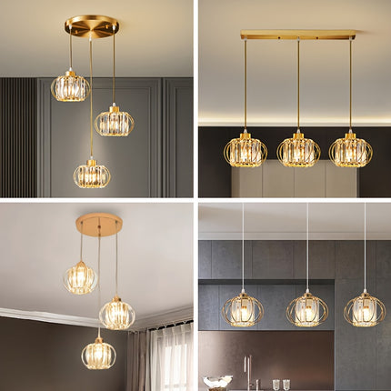 Three-Headed Creative And Unique Pendant Light, Crystal Hanging Lamp with E27 Socket