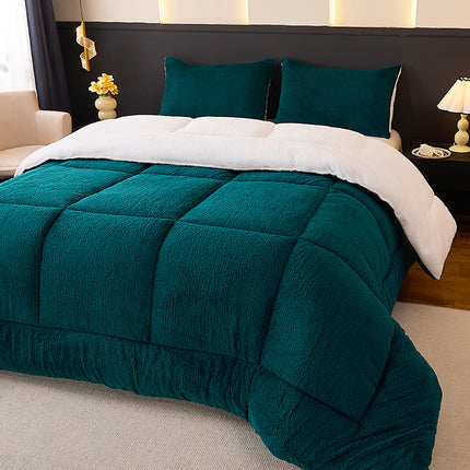 1pc Ultra-Soft Reverse Winter Quilt - Thickened Plush Milk Fleece All-Season Comforter