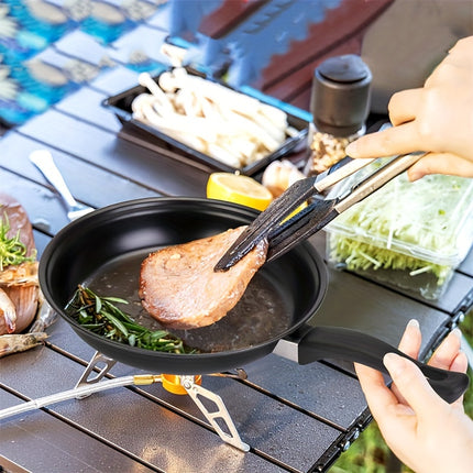 Cookware Set,Small Portable Cast Iron Pots and Pans with Glass Lids and Nylon Utensils for Outdoor Cooking