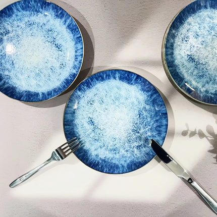 2/4/6pcs Ocean Theme Ceramic Salad Plates, 19.05 cm, Oven, Dishwasher, Microwave Safe