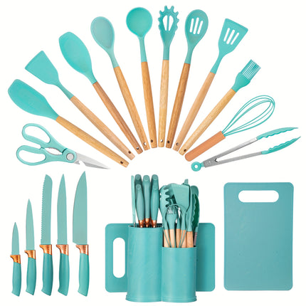 19pcs Modern Black Kitchen Knife & Cuisine Set  Professional Blade Collection with Ergonomic