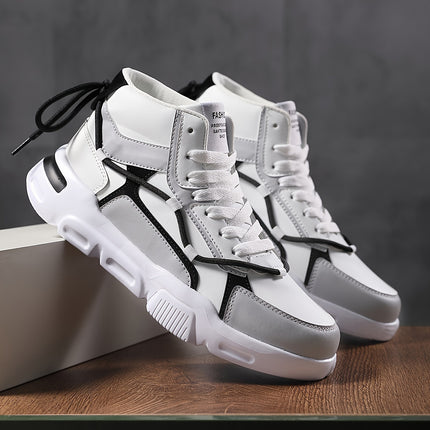Men'S Color-Blocking High-Top Sneakers with Front Laces for Skating And Sports.