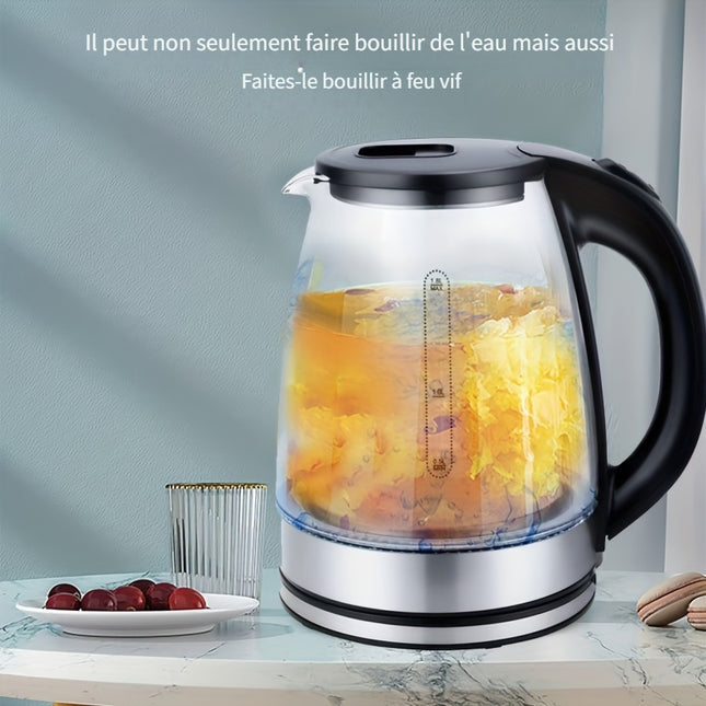 Durable Electric Kettle - Large Capacity with Auto Shut-Off, 1000W Fast Boiling, Glass & Stainless Steel Electric Kettle,